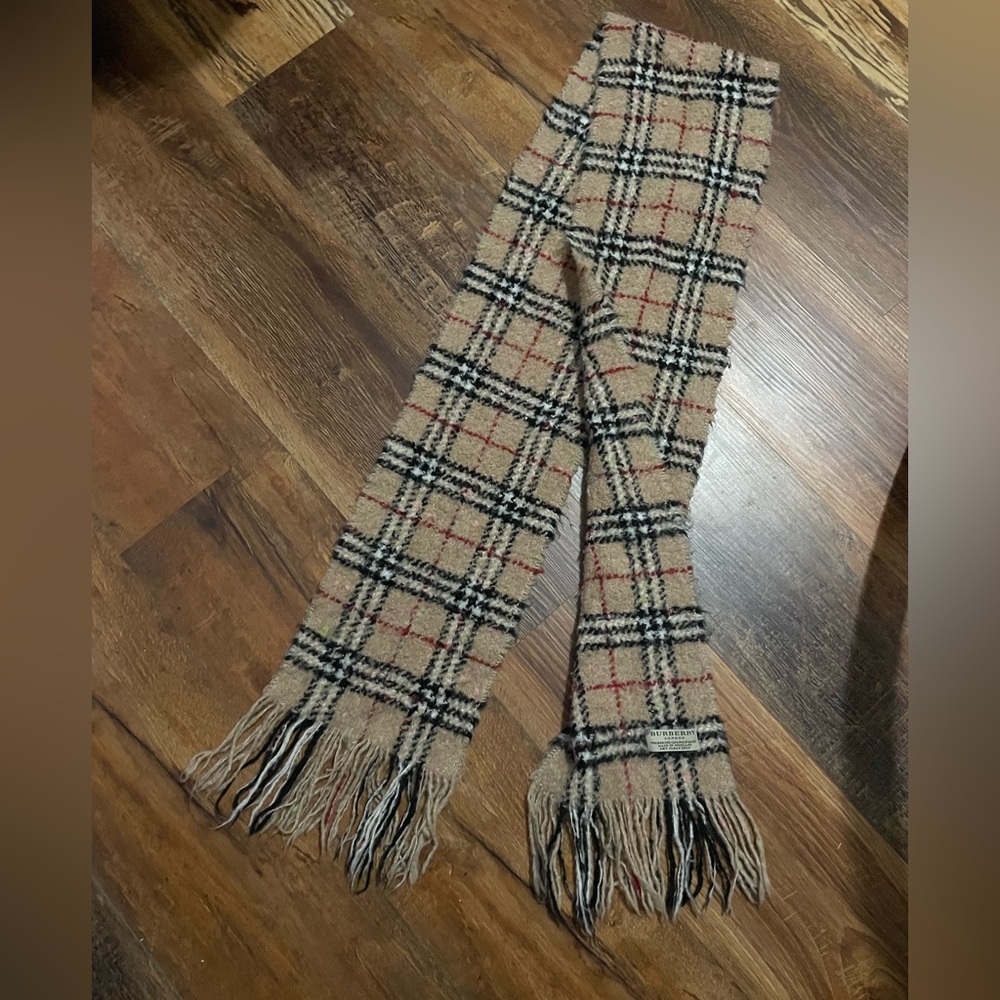 Burberry London Tan & Multicolor Merino wool blend Nova Check Scarf